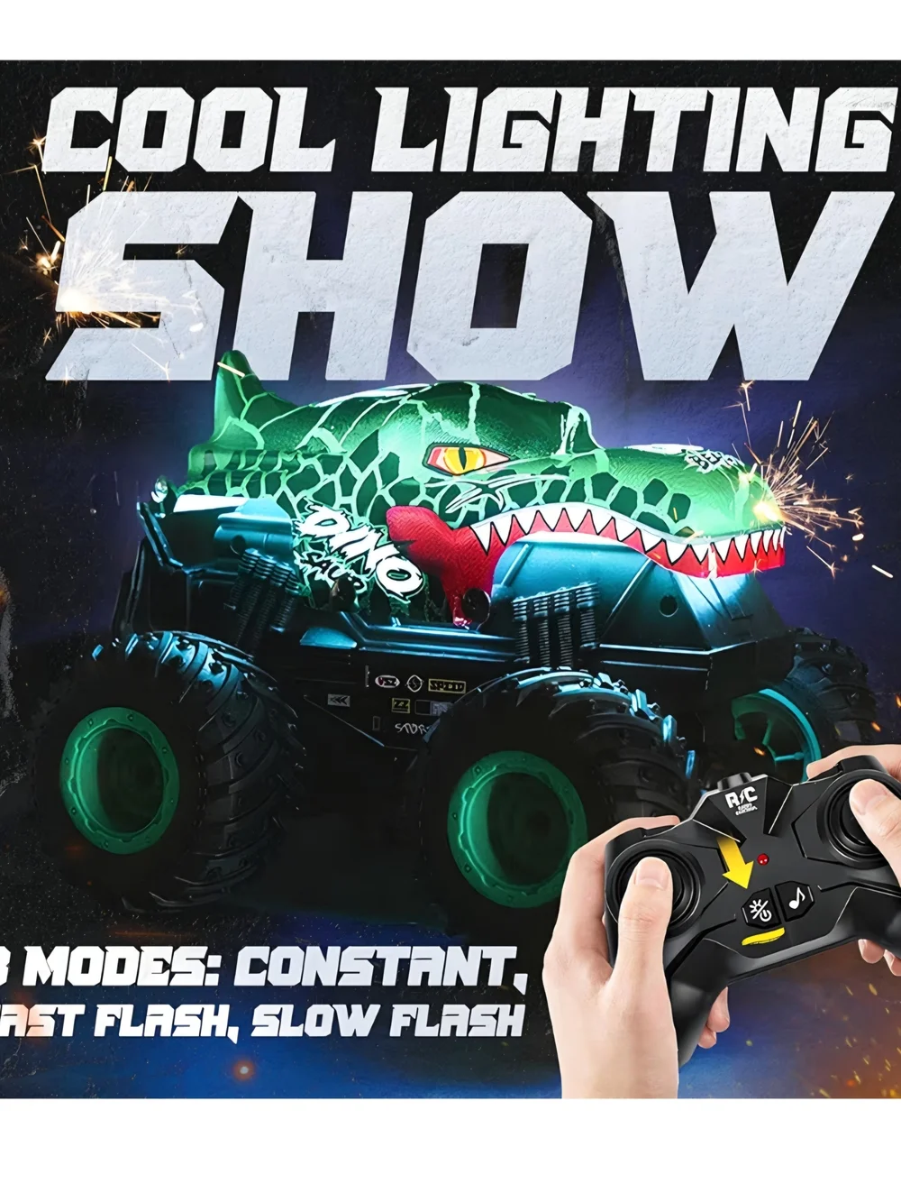 Green Dino RC Monster Truck with Wireless Controller